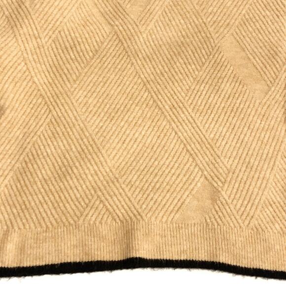 Rafaella Womens Sweater Size Large Mock Neck Some Wool Camel Tan and Black Trim - Picture 3 of 10